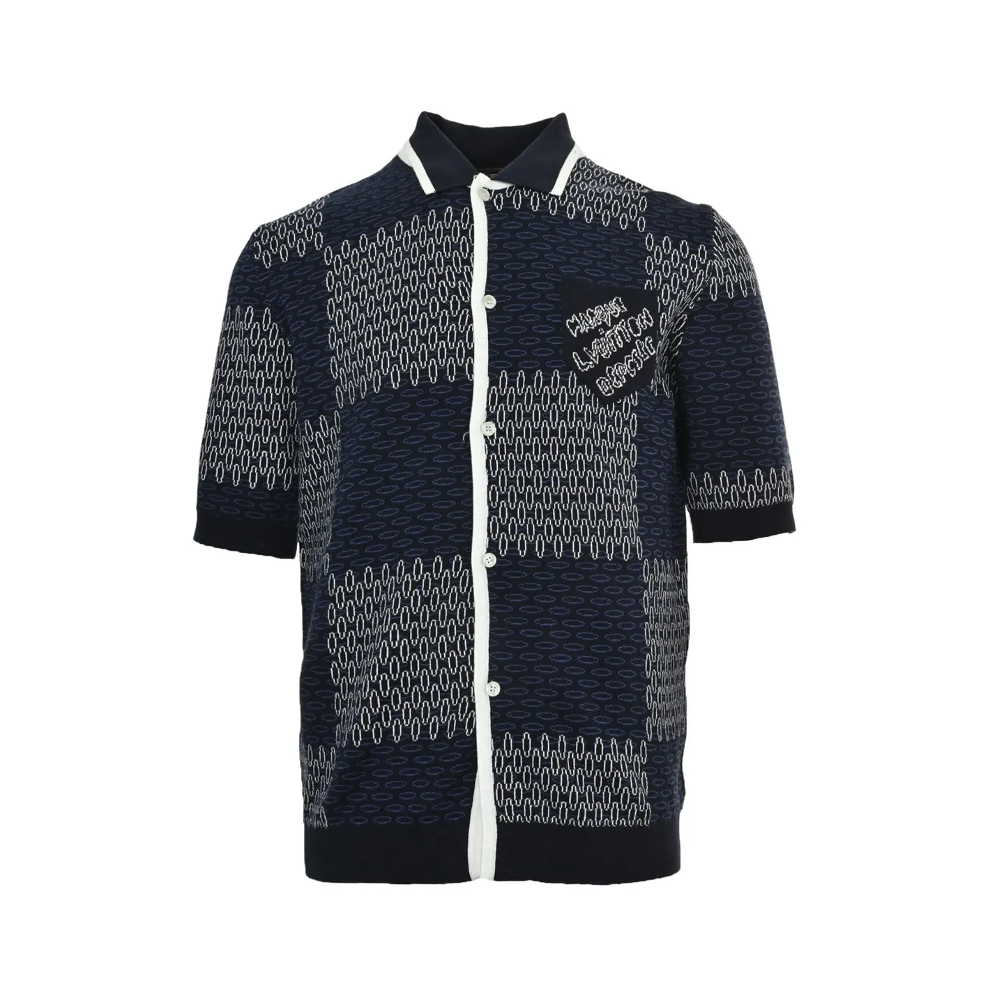 Louis Vuitton/Louis Vuitton 26ss checkerboard jacquard knitted cardigan short sleeves